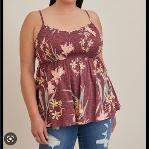 NWT torrid smocked floral babydoll tank size 3